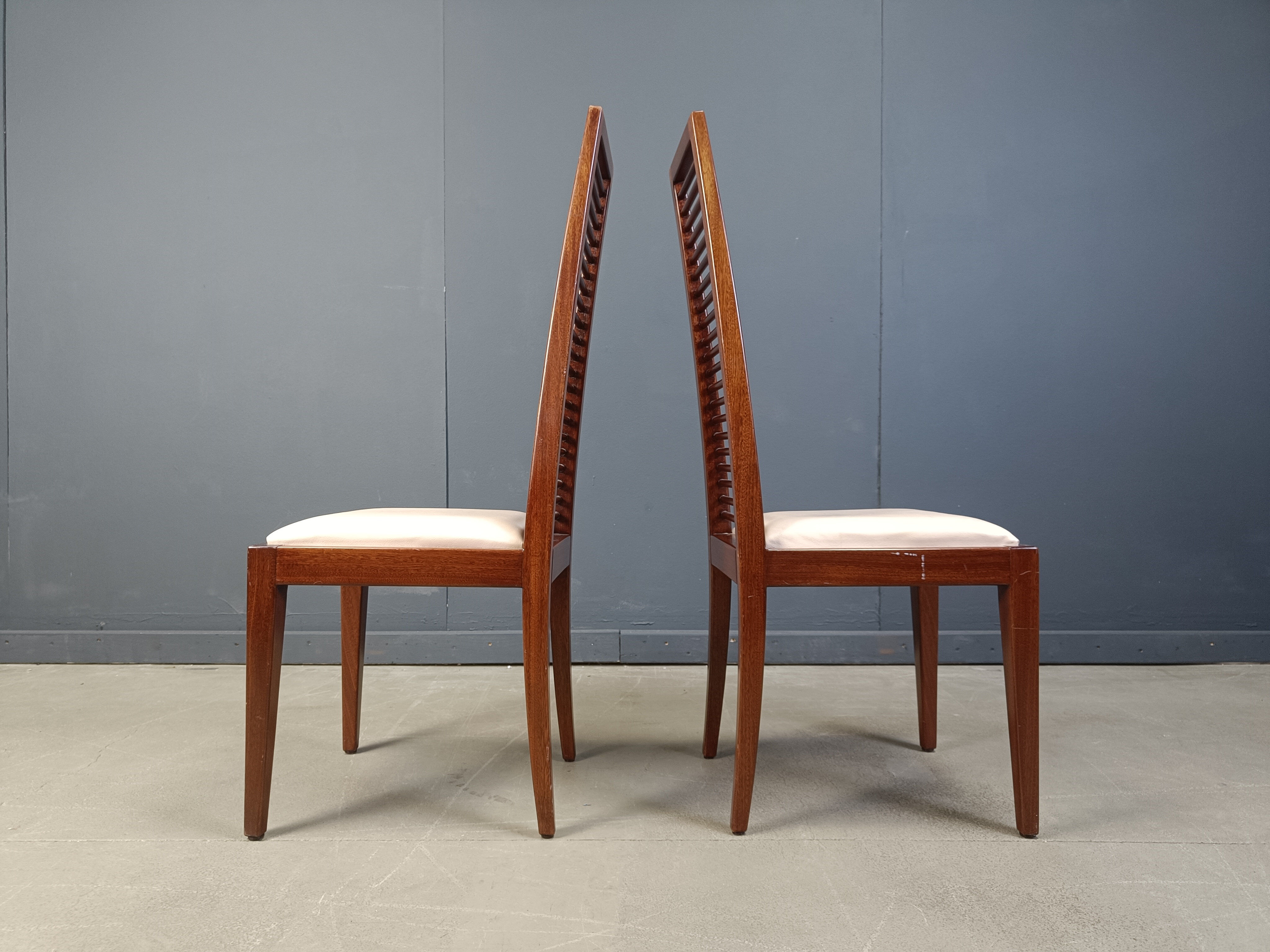 Set of 8 Italian high back dining chairs, 1980s