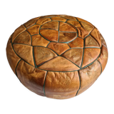 Moroccan pouf in natural leather