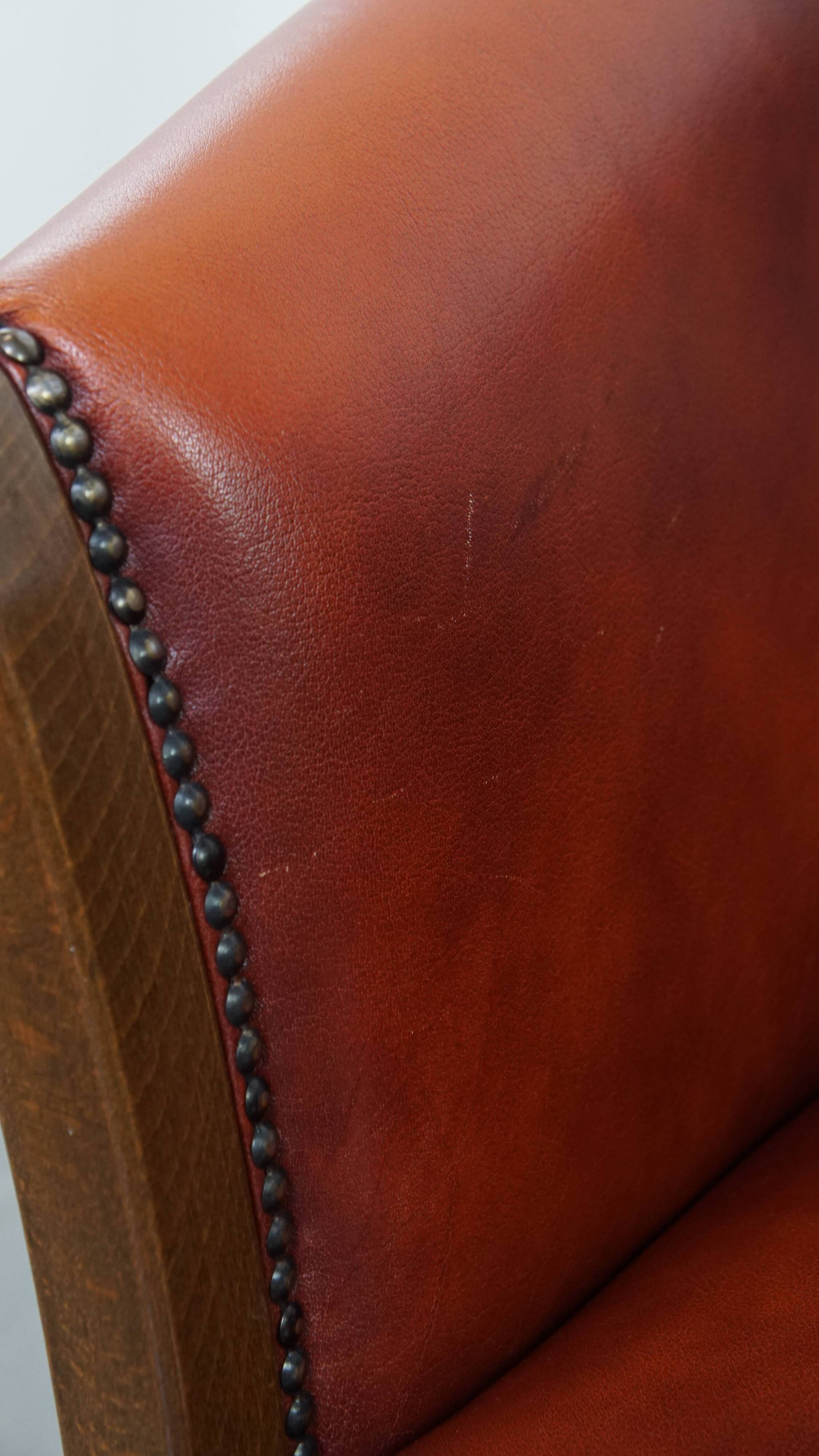 Red-brown cowhide leather office chair/side chair