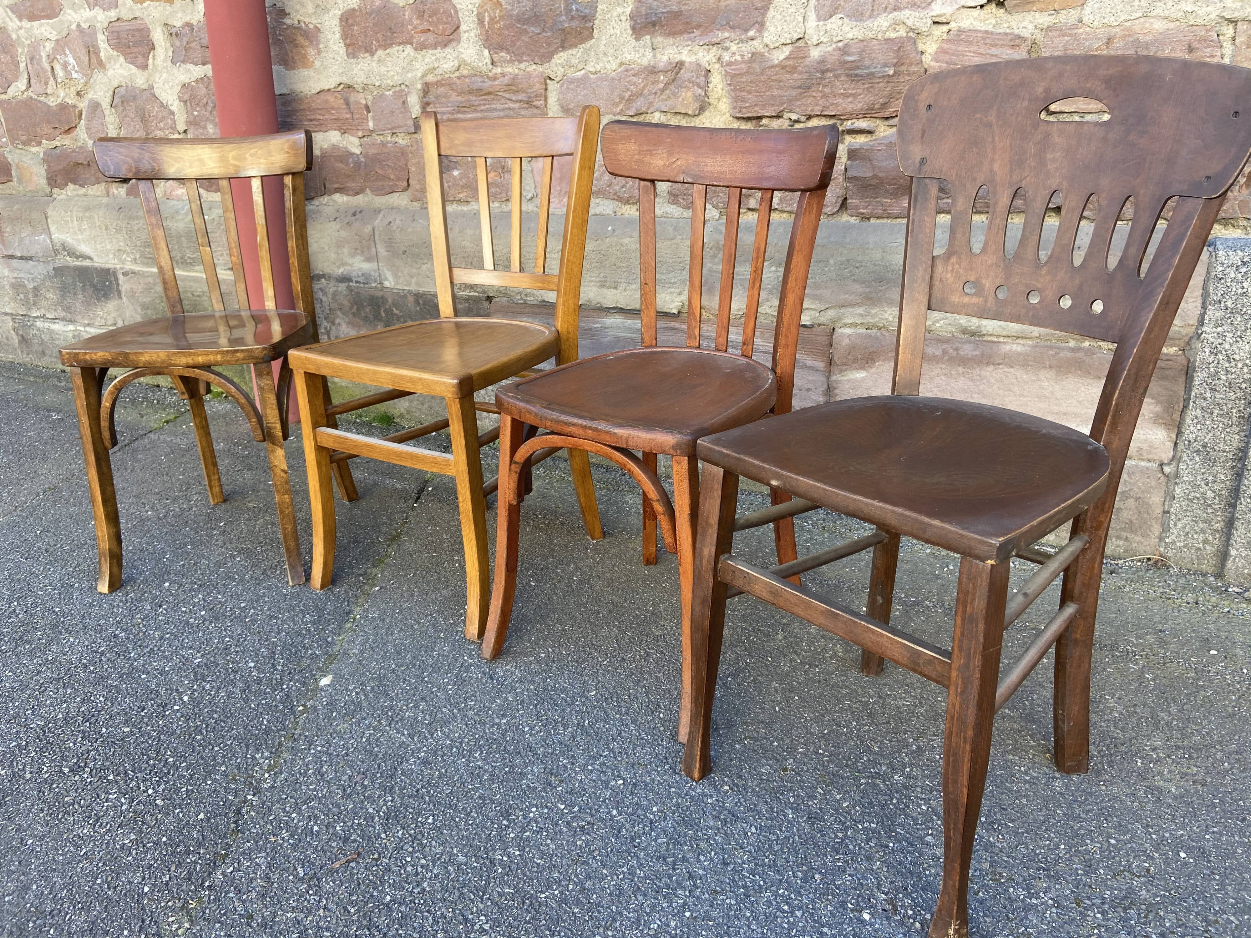 Lot 4 chairs bistro mismatched curved wood brasserie