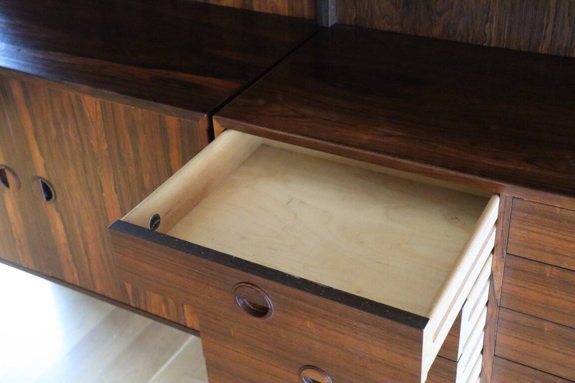 Danish wall bookcase by Thygesen and Sorensen in rosewood, 1960