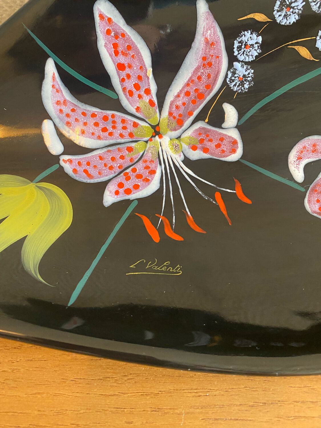 Large Longwy bowl signed L. Valenti