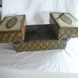 Iron sewing box, old Victoria biscuit tin, collector's item