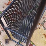 Vintage service year 50 perforated sheet metal and solid oak