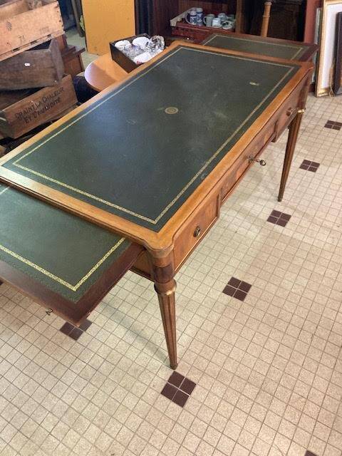 Louis XVI type desk in cherry wood and leather