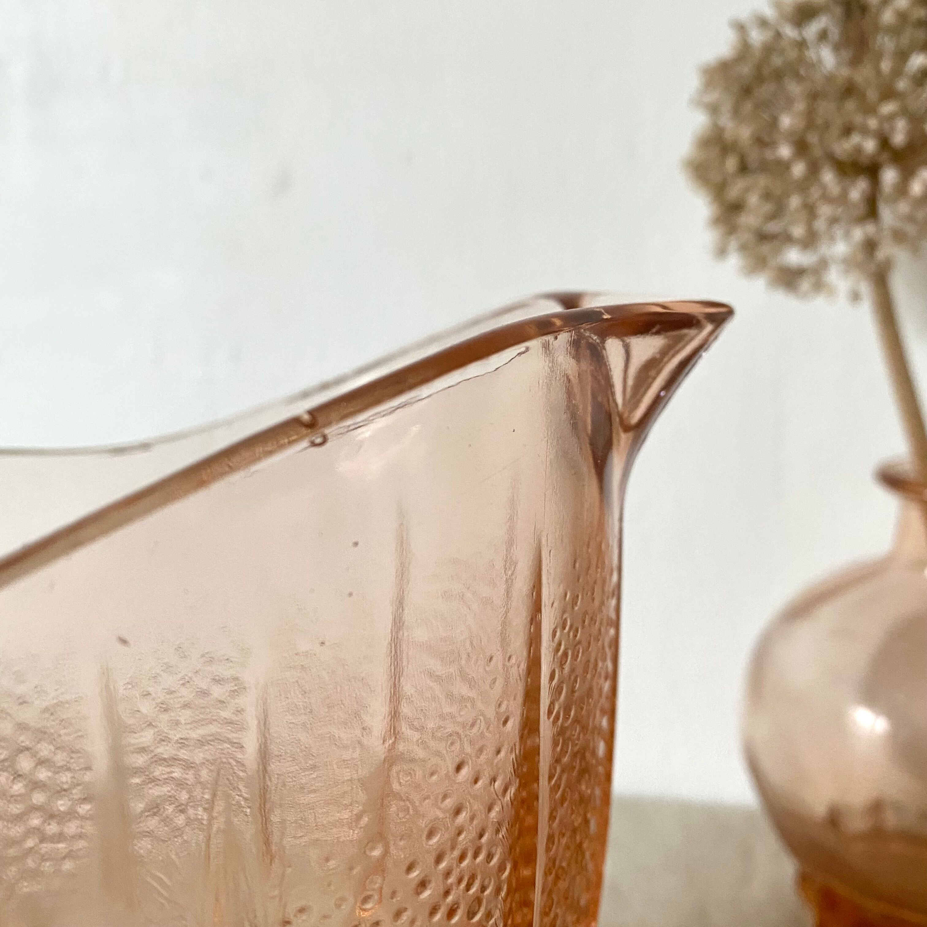 Antique pink glass pitcher