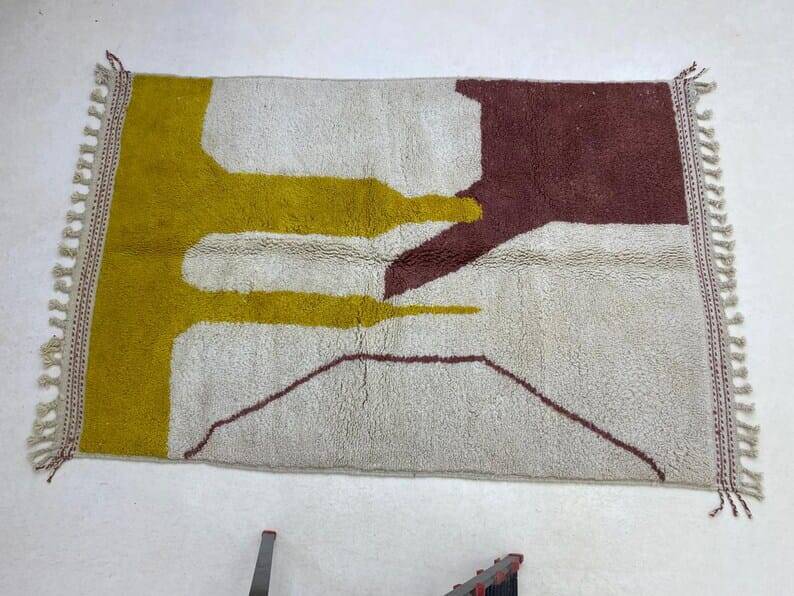 Tapis en laine pure fait main traditionnelle taille 2/3 m