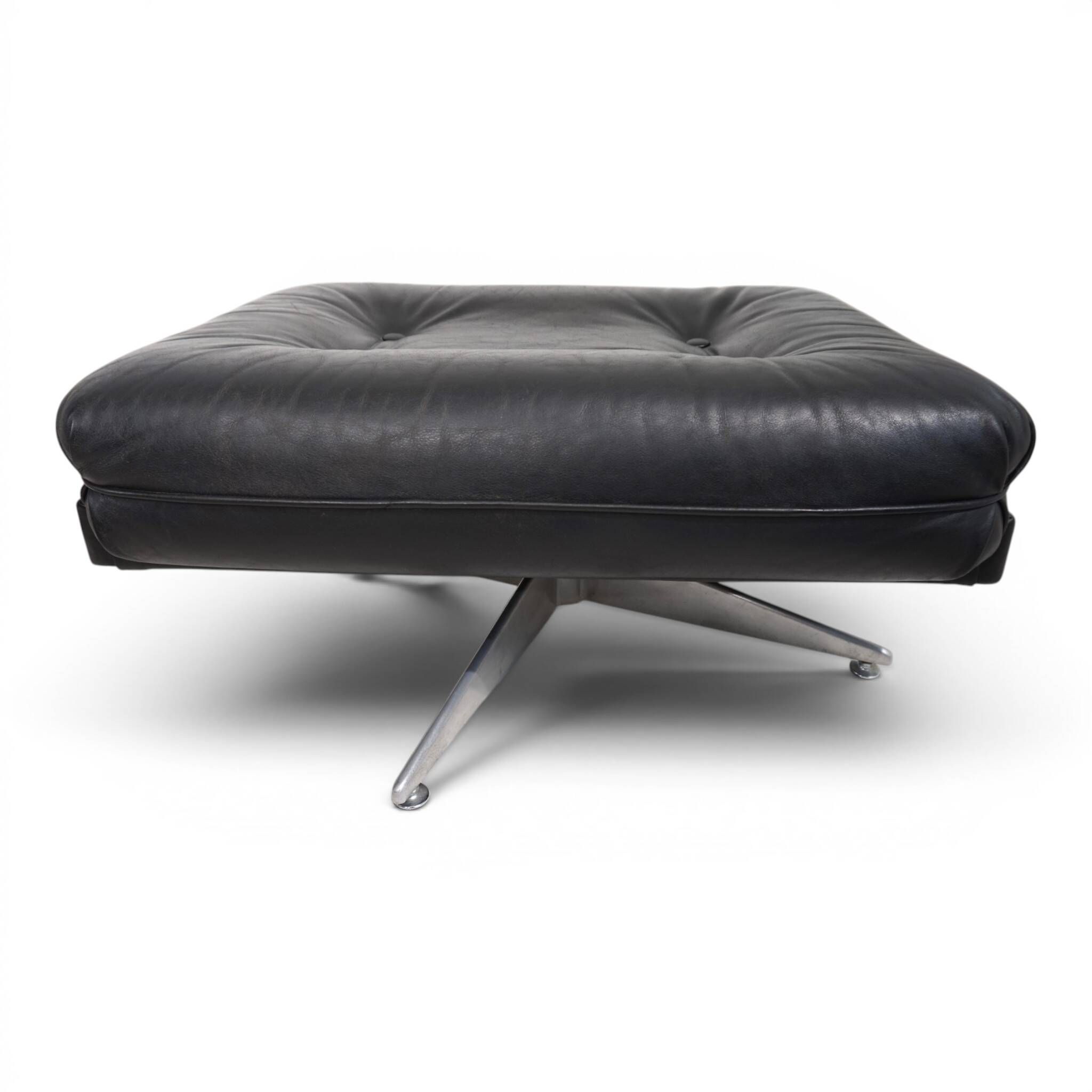 Howard Keith Kohinoor Leather Armchair with Ottoman for HK Furniture, 1970