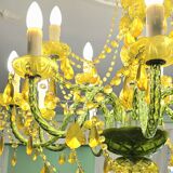 Large chandelier with glass and polypropylene pendants – 14 lights