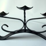 Handmade wrought iron candle holder, 3 arms, vintage