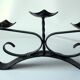Handmade wrought iron candle holder, 3 arms, vintage