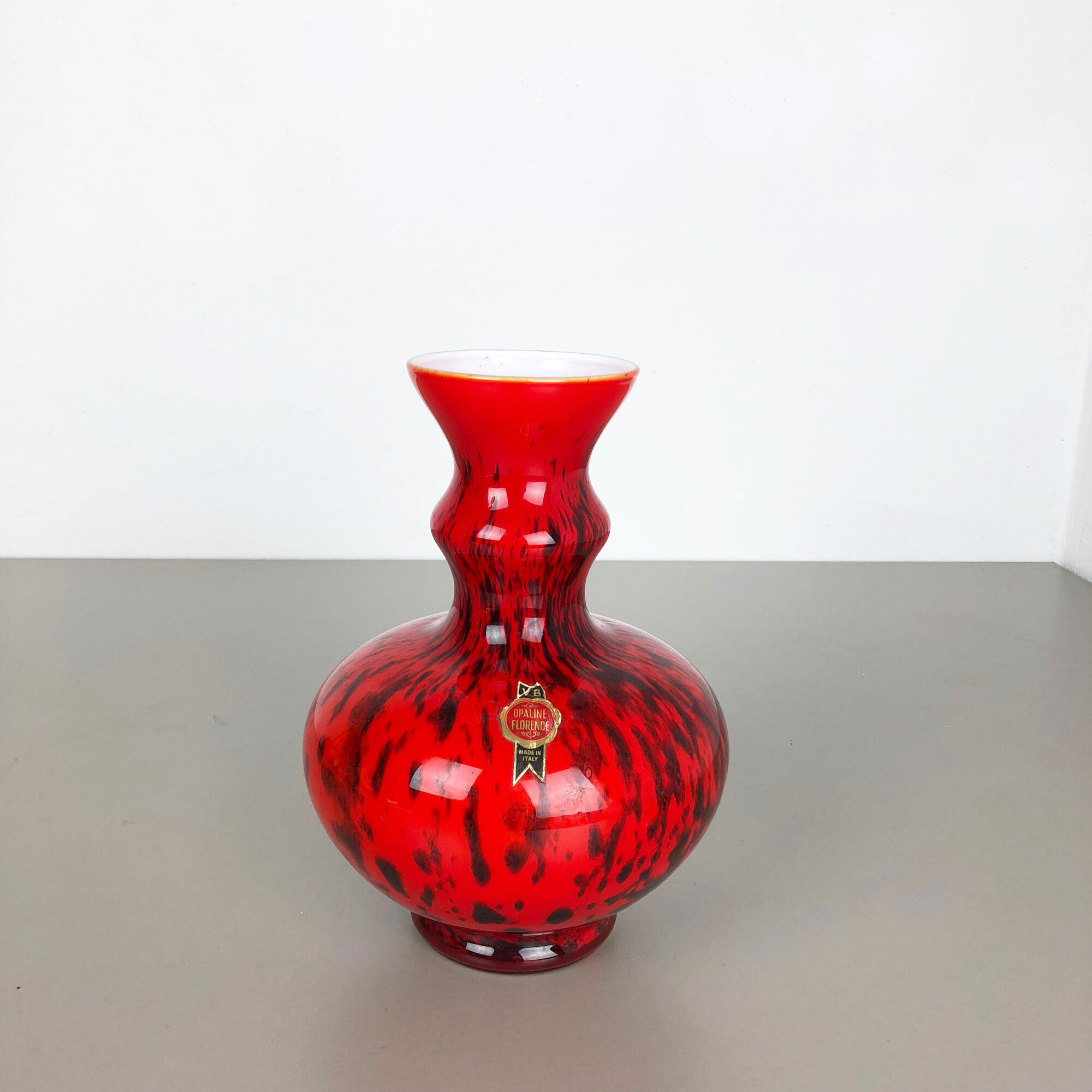 Vintage pop art opaline Florence glass vase design, Italy