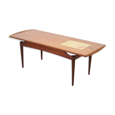 Louis Van Teeffelen teak coffee table with mosaic inlay