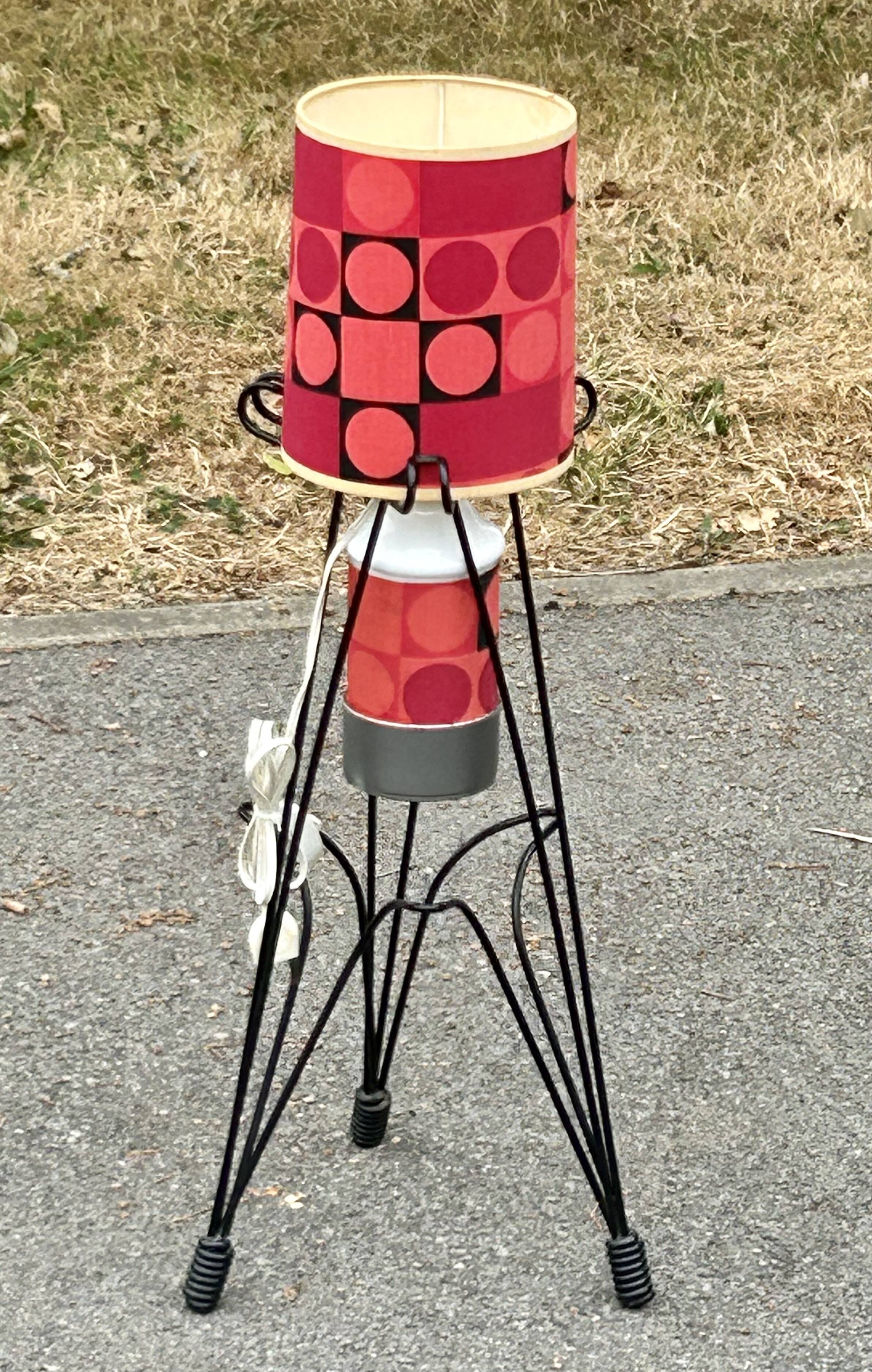 Rare tripod reading lamp Eiffel vintage design 50s/60s