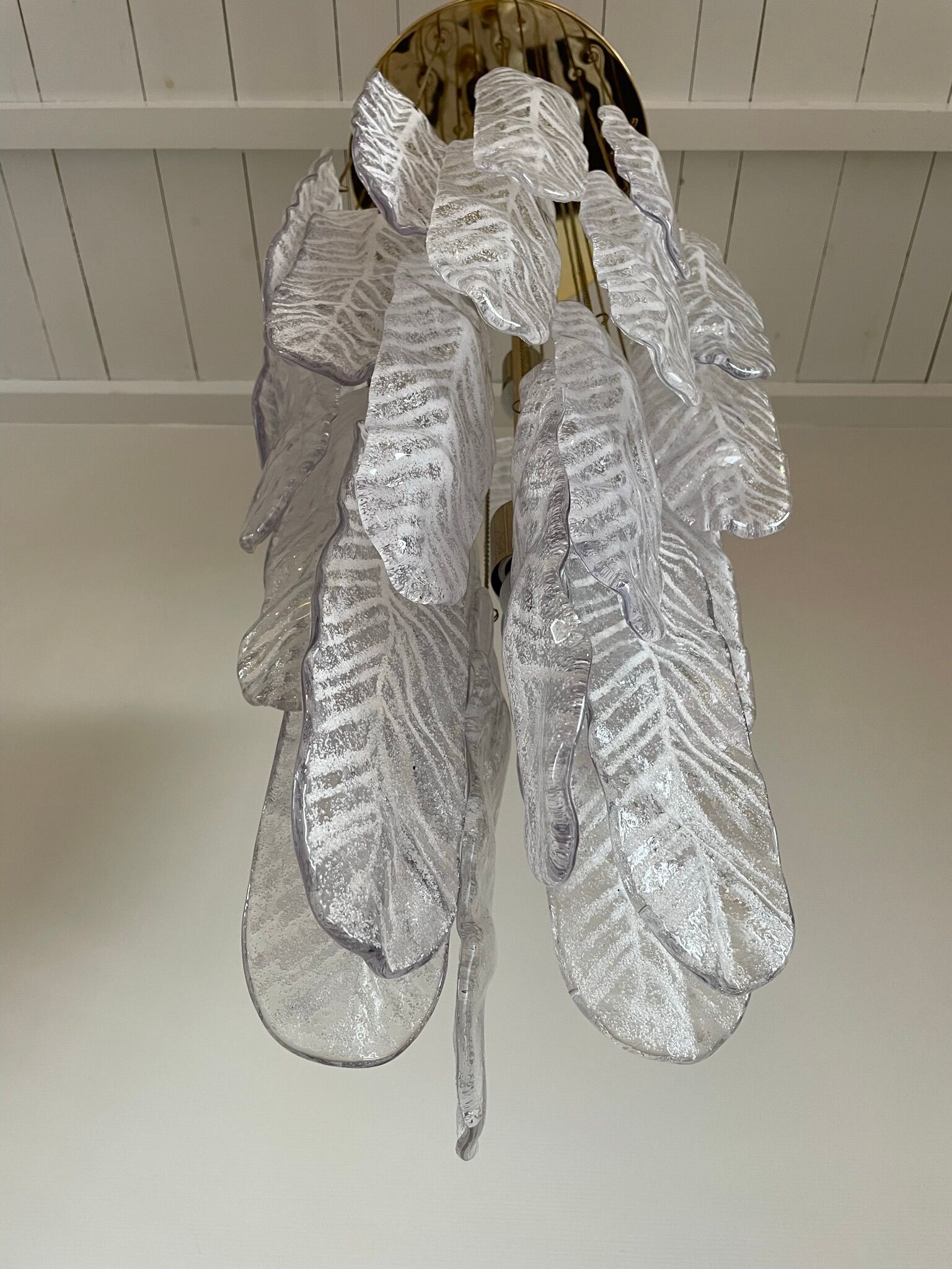 Vintage murano glass leaf chandelier, 1970s