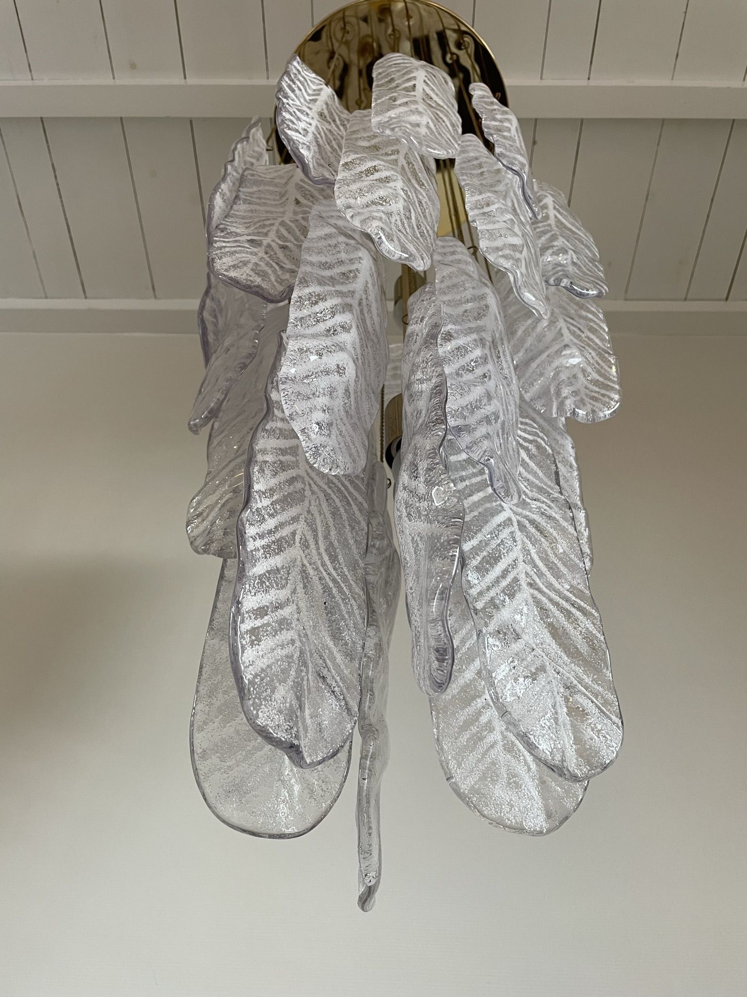 Vintage murano glass leaf chandelier, 1970s