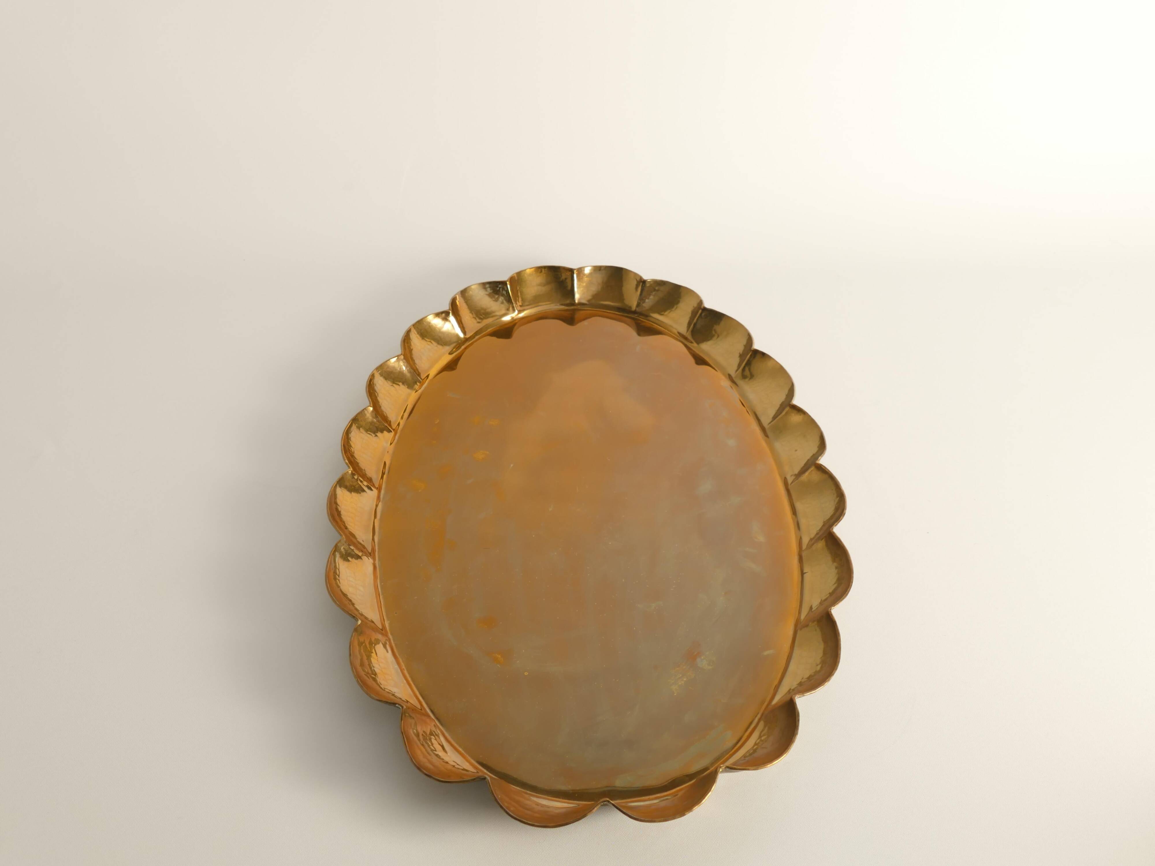 Hollywood Regency Oval Brass Tray by Arvid Johansson, Arvika Konstsmide, Sweden