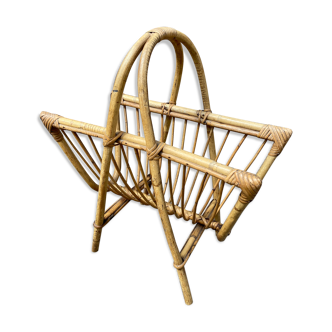 Vintage rattan magazine holder