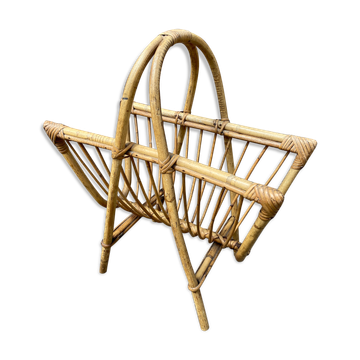 Vintage rattan magazine holder