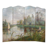 Post-impressionist painted screen by Charles Frechon, France, 1894