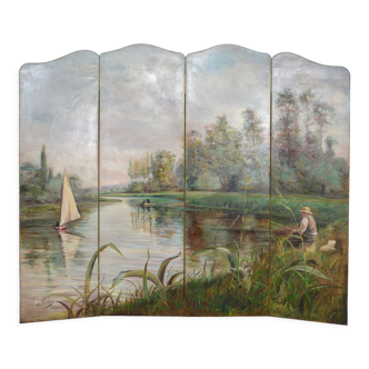 Post-impressionist painted screen by Charles Frechon, France, 1894