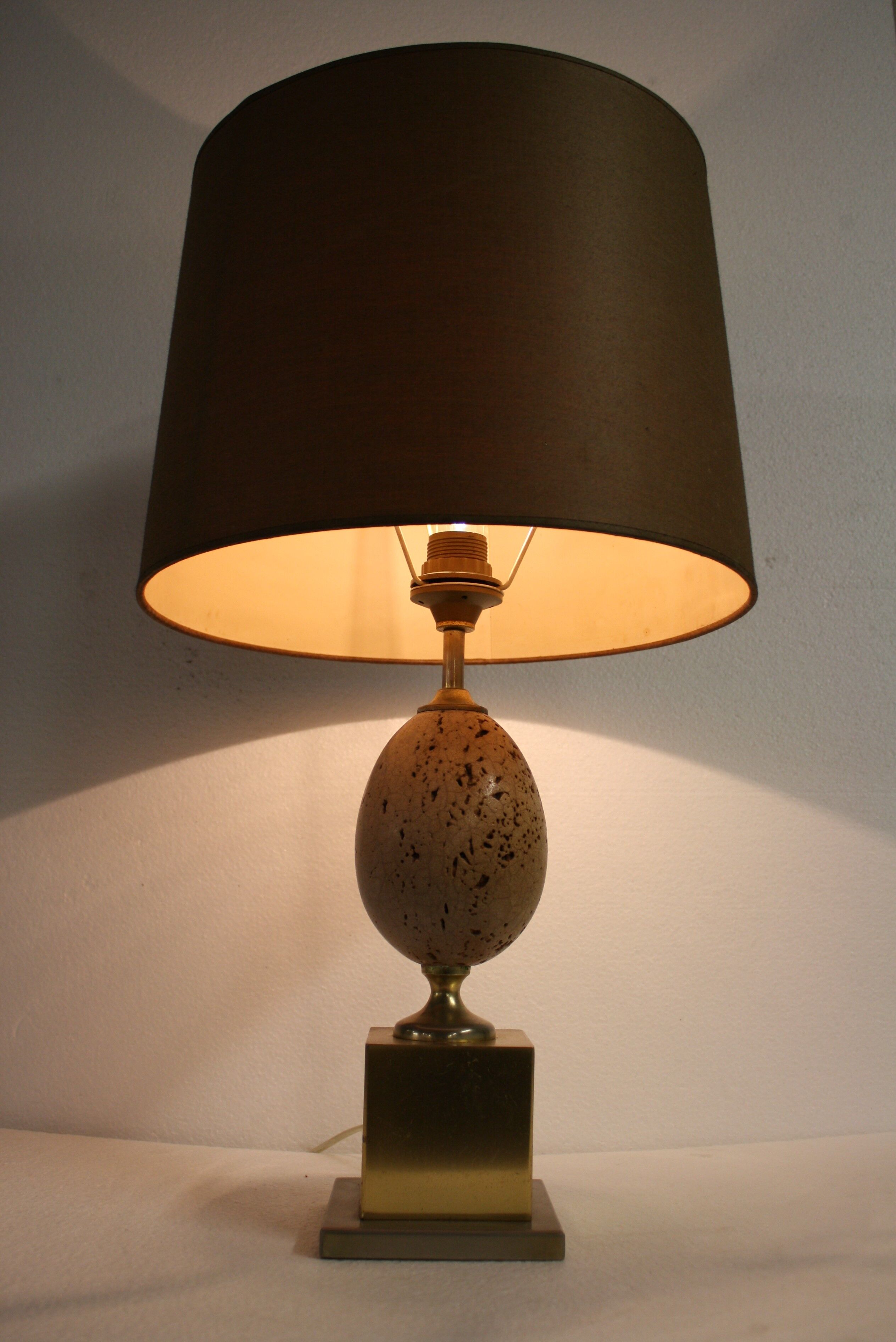 Pair of ostrich egg table lamps, 1960