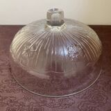 White glass bell. Floral patterns.