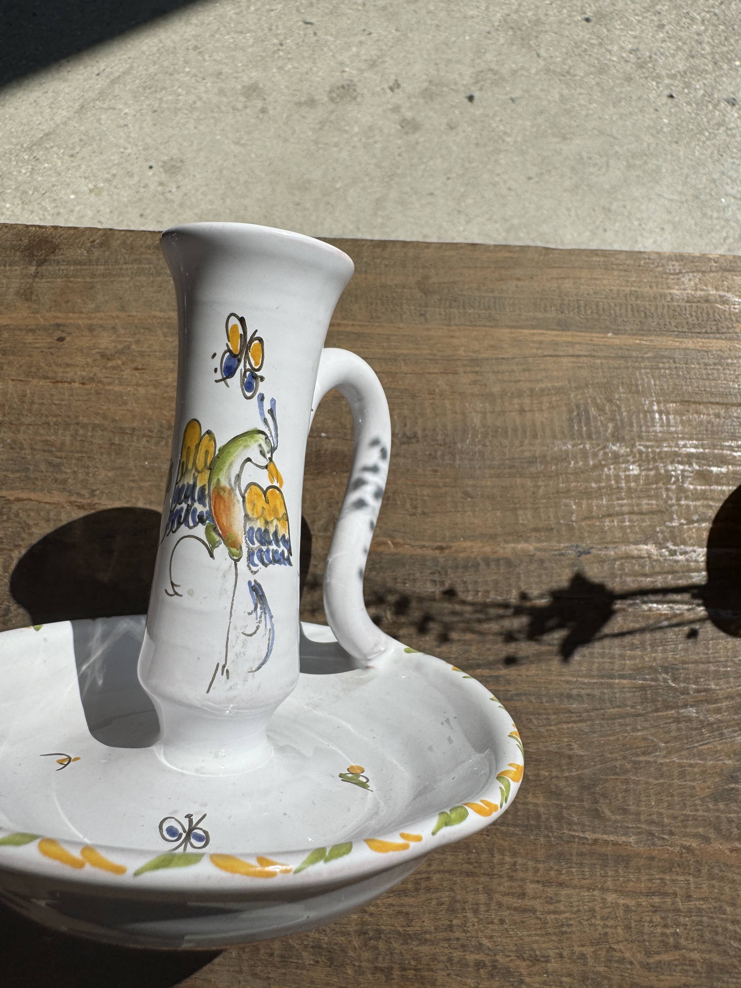 Small terracotta hand candle holder Moustiers H11.5 D12