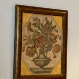 Engraving XVIIth, vase with flowers & butterflies - N. Robert