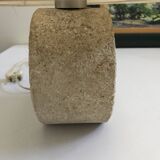 Vintage 70s-80s Lamp - Sculpted Stone Base & Painted Silk Shade