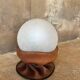 Rare Nova Tecno table lamp in leather and frosted glass, Italy, 1970s