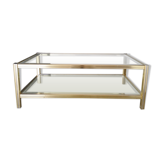 Brass and glass coffee table