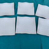 6 white glazed ceramic plates vague design and contemporary patterns