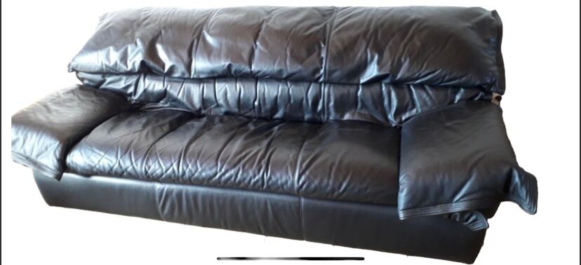 Ligne Roset black leather sofa