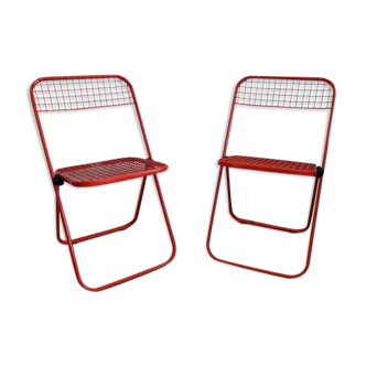 Pair of Italian folding chairs Talin model Cordeno (70s).