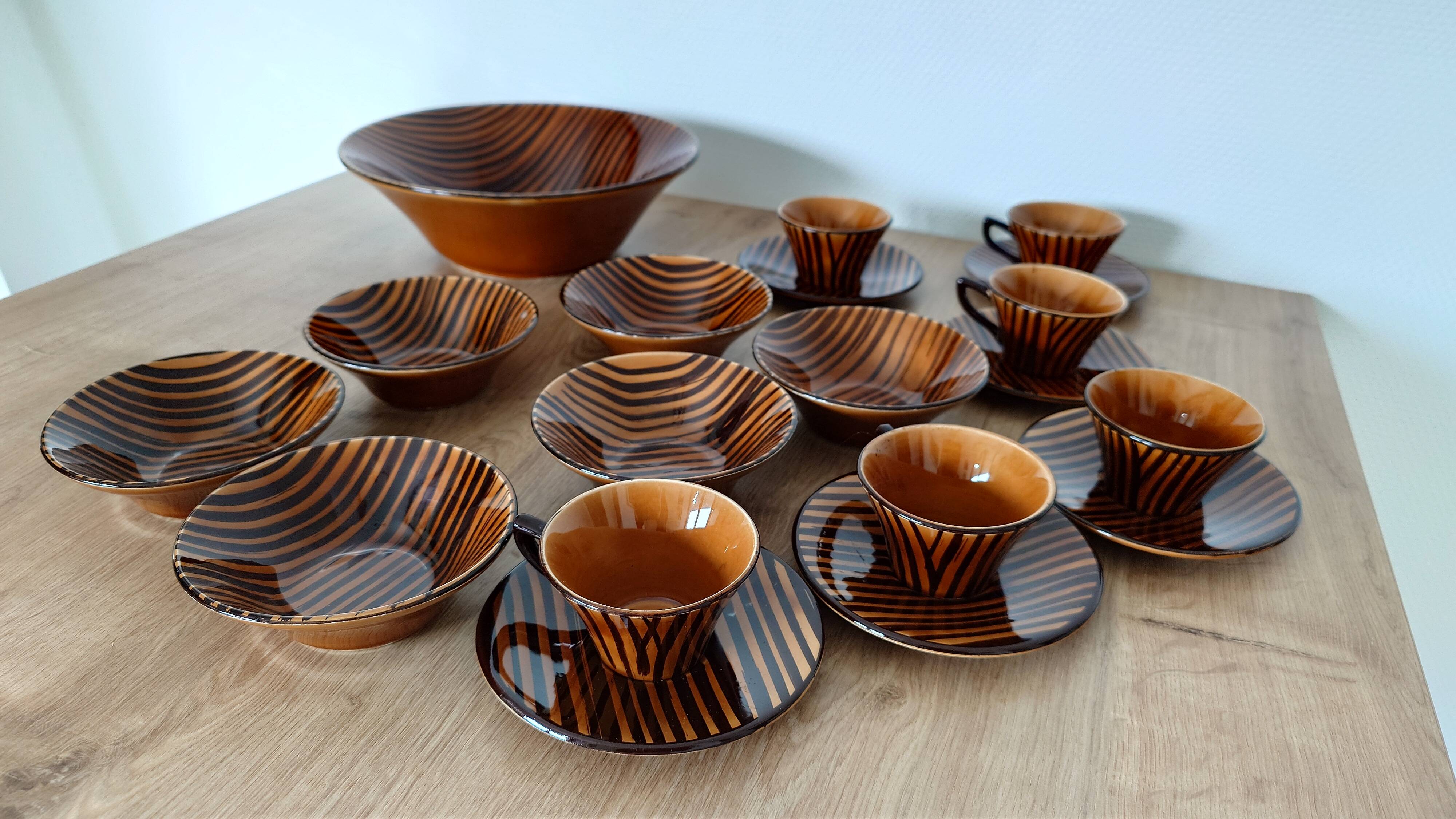 Grand vintage Sarreguemines Domino service – 19 pieces – French design