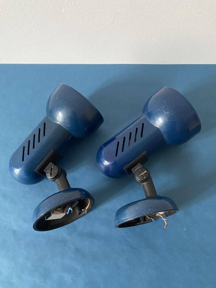 Metallic blue wall lights