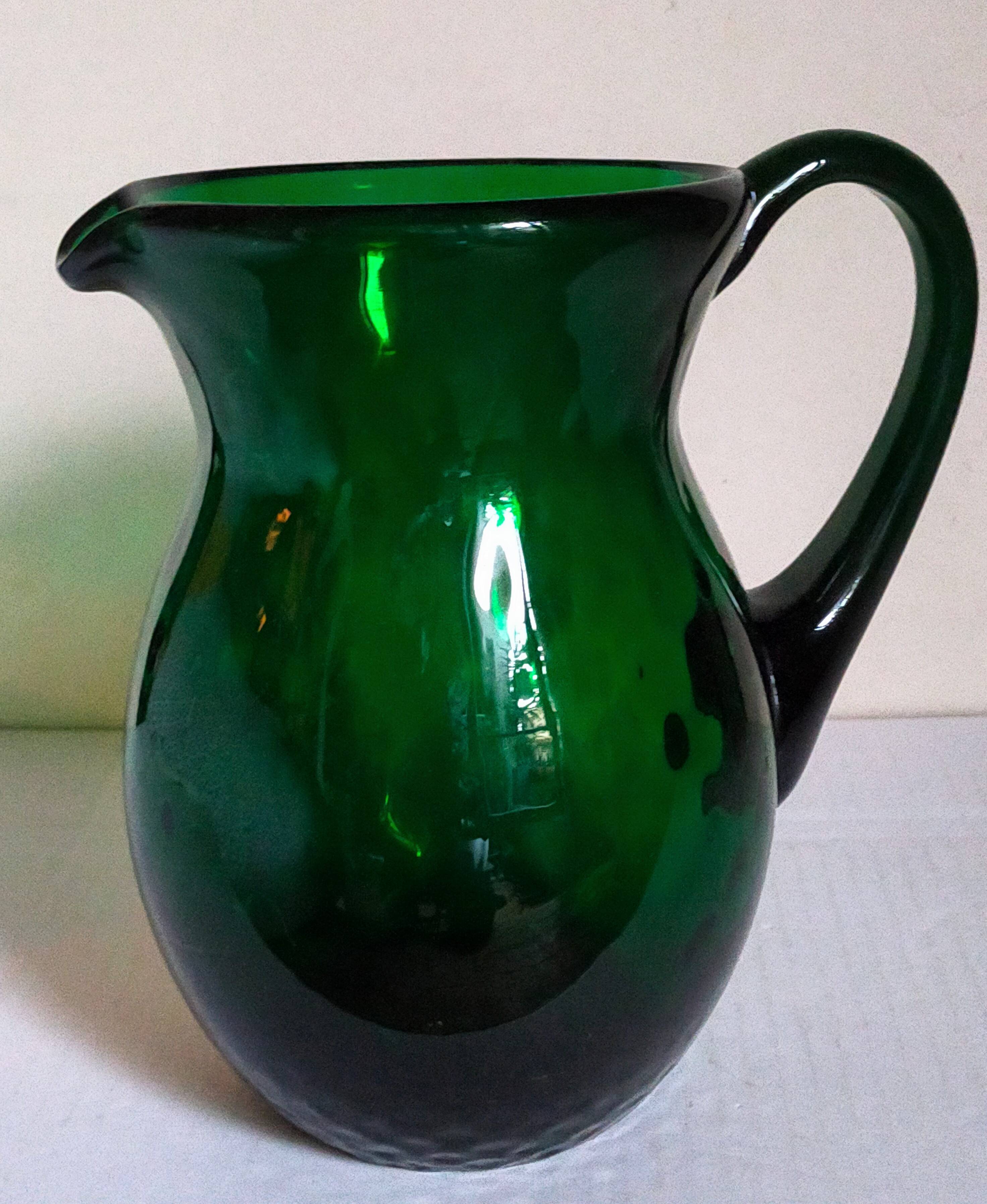 Vintage Empoli blown glass jug