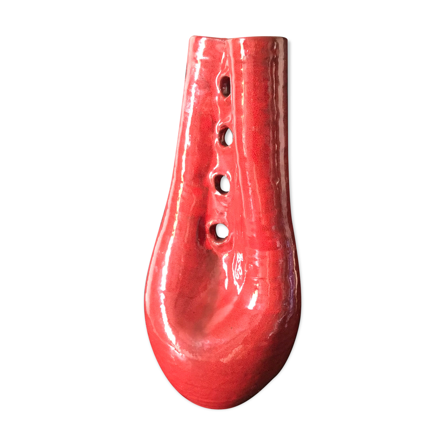 Red ceramic vase