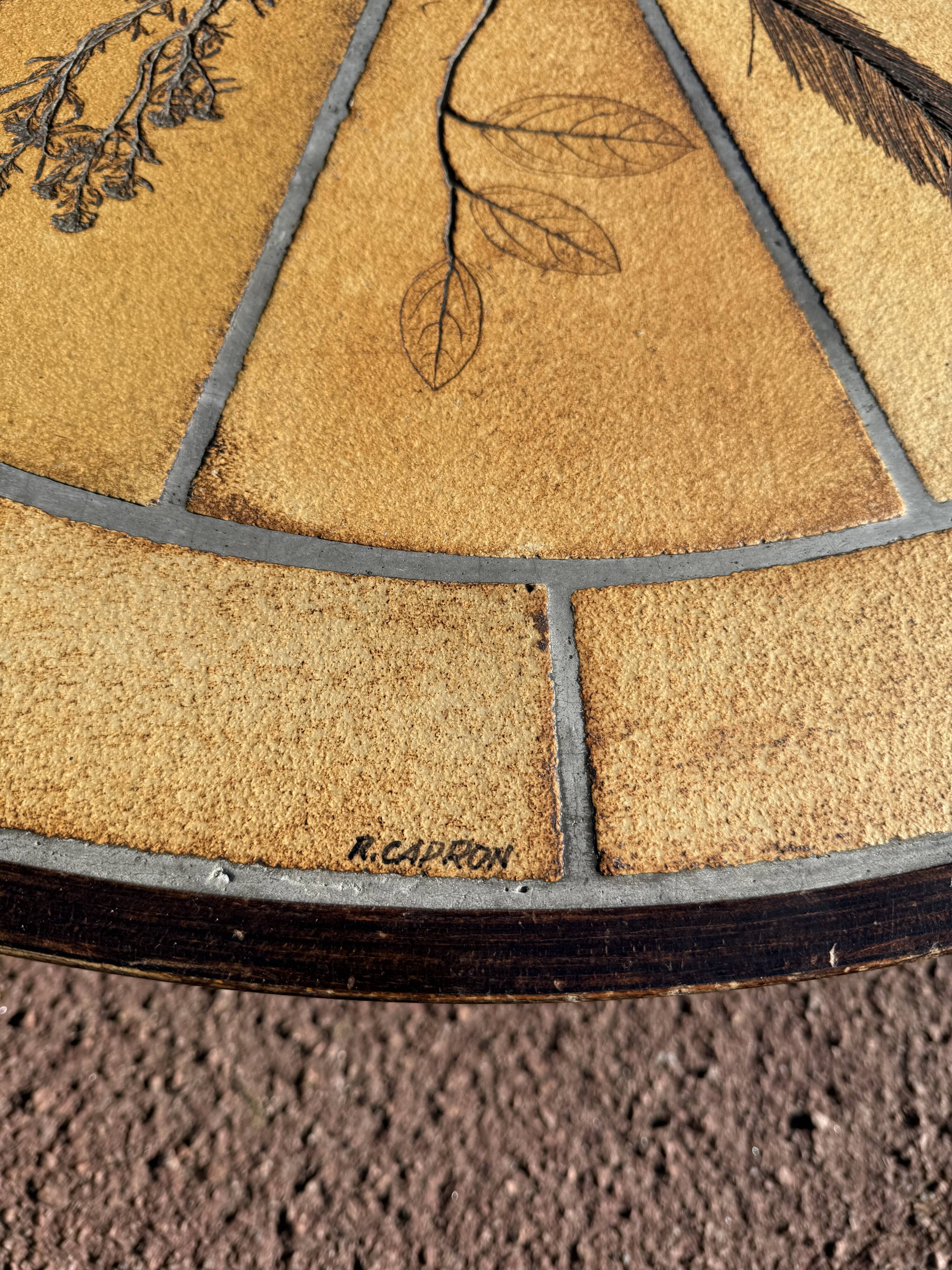 Oval coffee table Roger Capron model Herbier