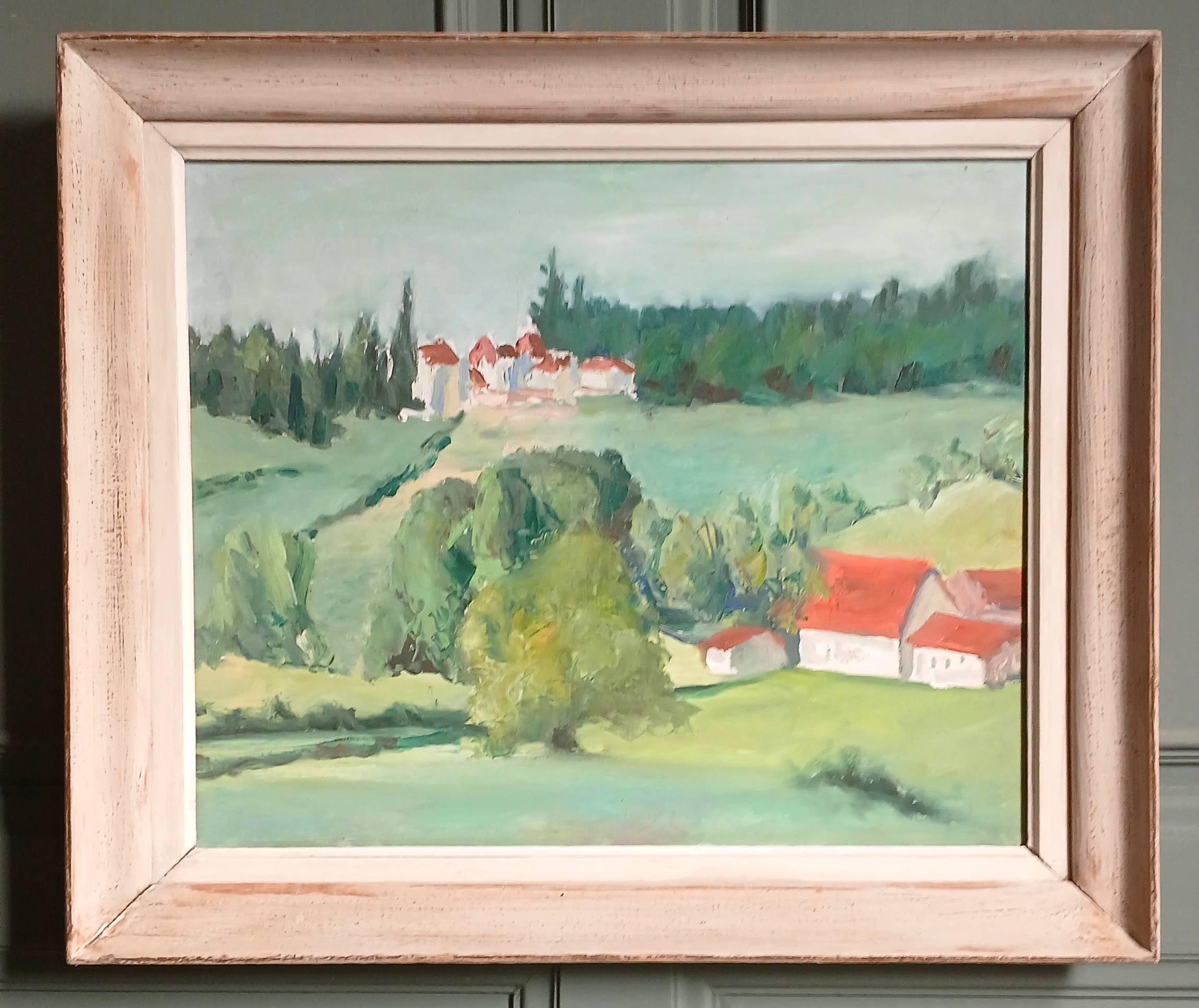 Huile sur bois post-impressionniste encadrée