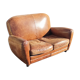 Club sofa 2 places in leather beautiful patina around 1980