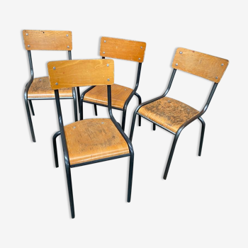 Lot de 4 chaises d’école vintage