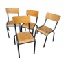 Lot de 4 chaises d’école vintage