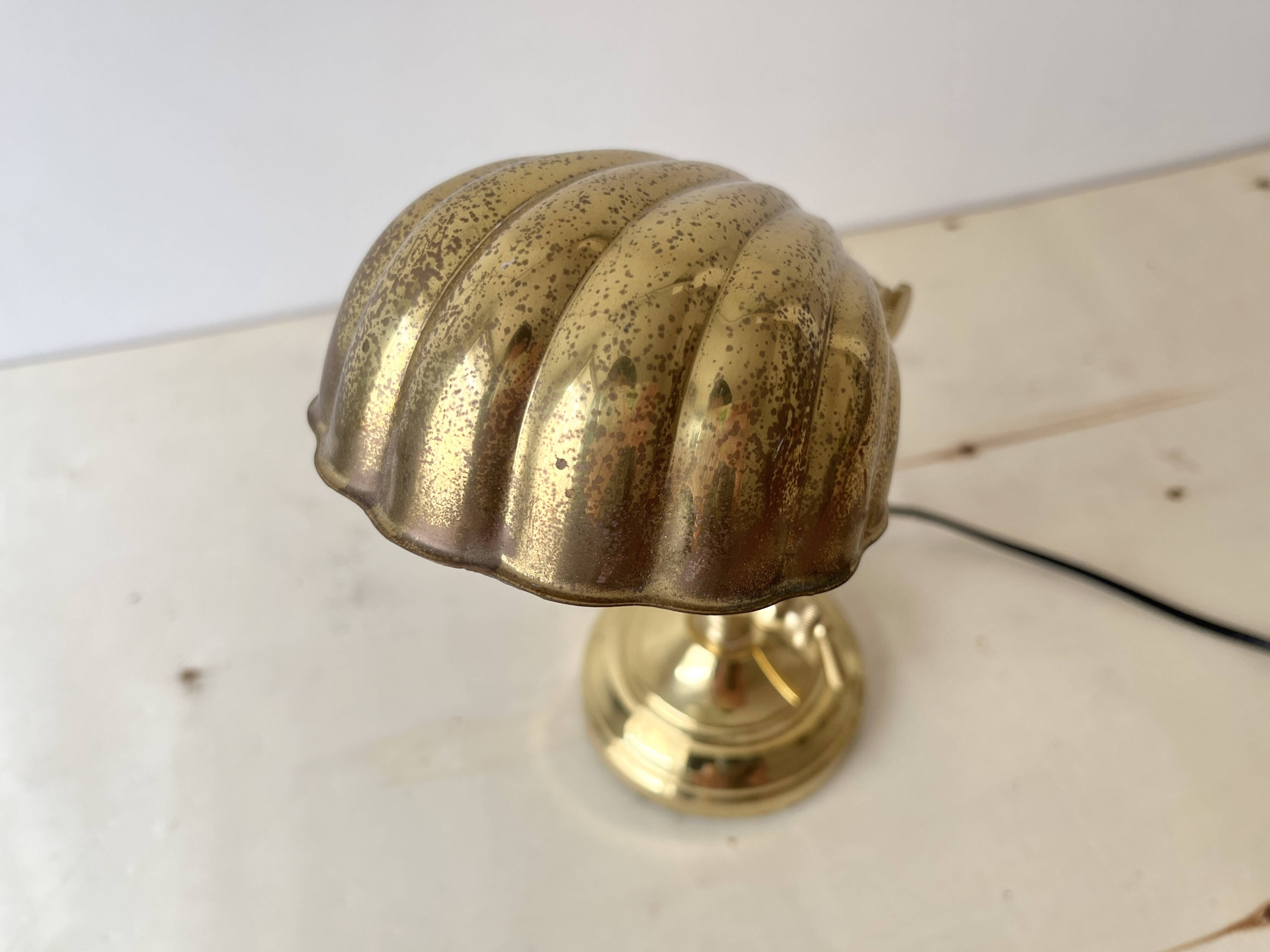 1950s brass "shell" desk lamp, vintage lighting