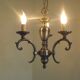French brushed silver metal 3 light chandelier scroll leaf detail