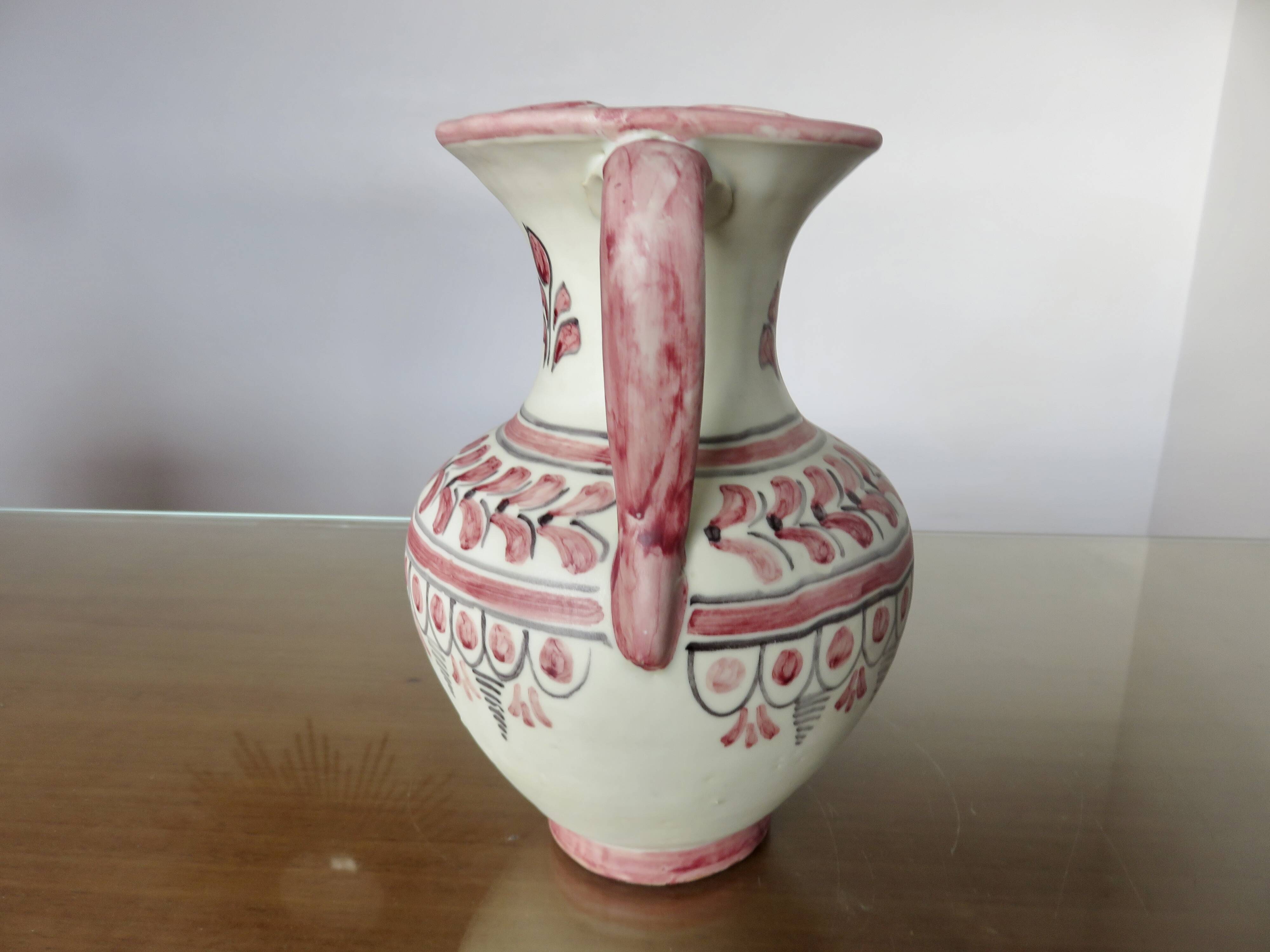 Signed "talavera" ceramic pitcher, Spain, 1950s-60s