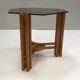 Table d’appoint moderniste néerlandaise en bois et en verre hexagonale des années 1960