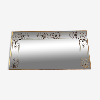 Miroir de bistrot - brasserie ancien en verre églomisé 202 x 102