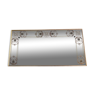 Miroir de bistrot - brasserie ancien en verre églomisé 202 x 102